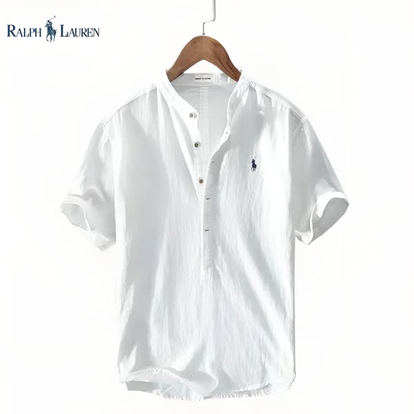 Camicia modello Henley in lino per uomo RL