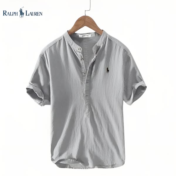 Camicia modello Henley in lino per uomo RL