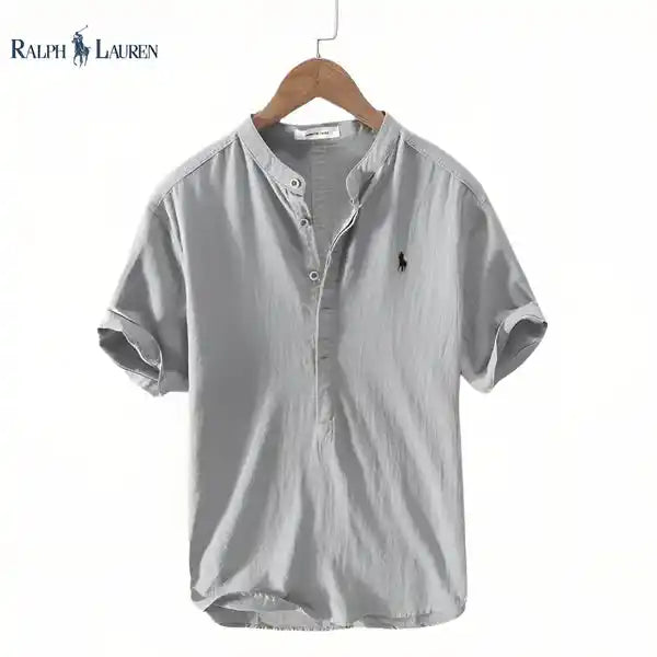 Camicia modello Henley in lino per uomo RL