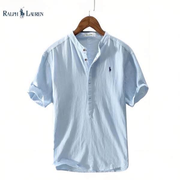 Camicia modello Henley in lino per uomo RL