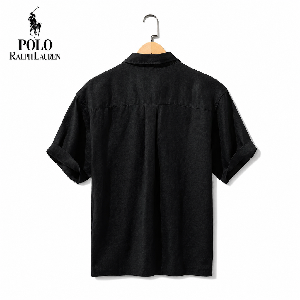 Polo Nera da Uomo in Lino Sconto del 50%