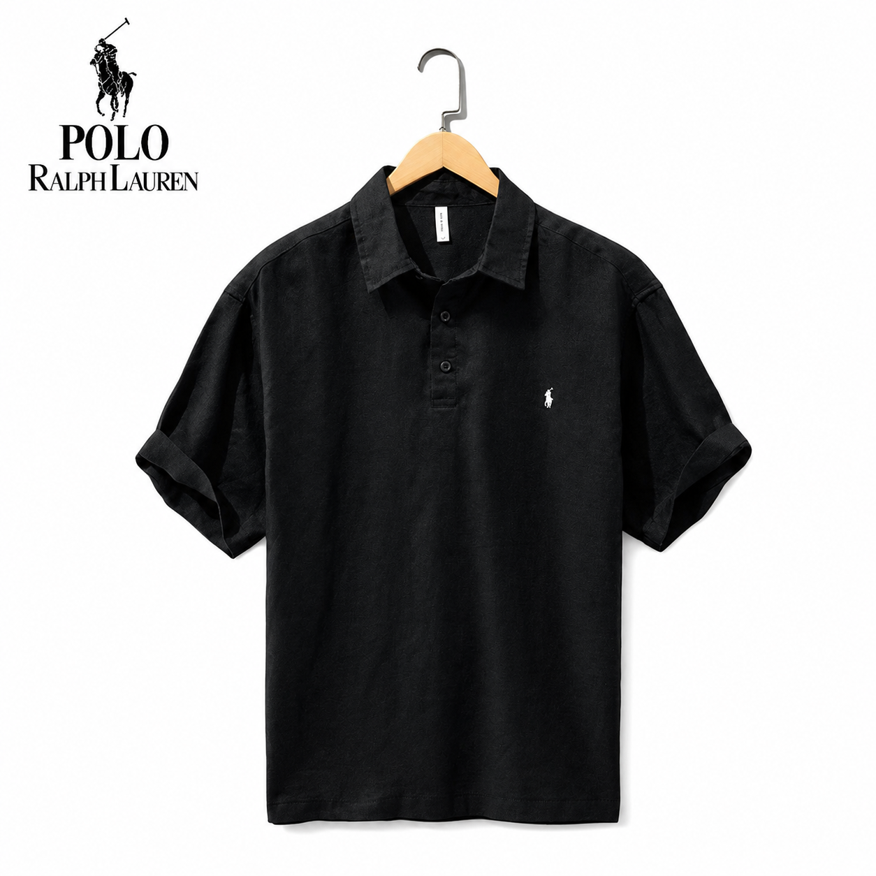 Polo Nera da Uomo in Lino Sconto del 50%