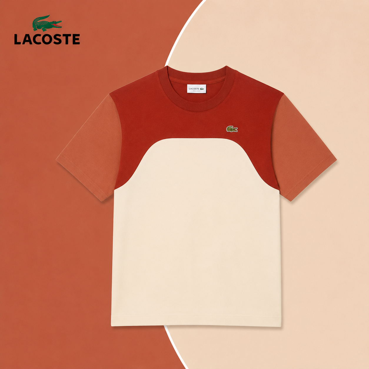 T-Shirt LC in Jersey di Cotone a Blocchi di Colore