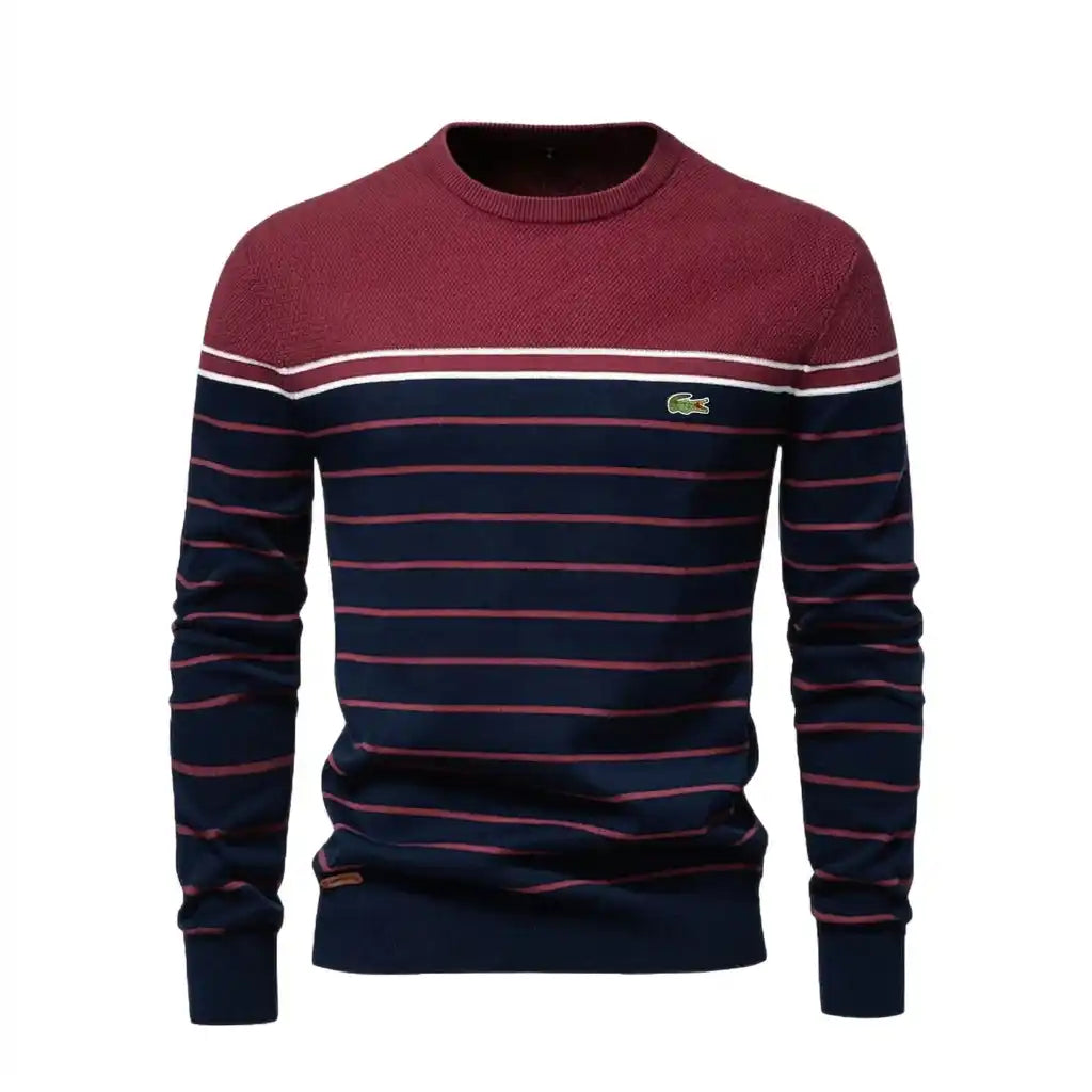 Maglione da Uomo a Righe Girocollo in Maglia Fine