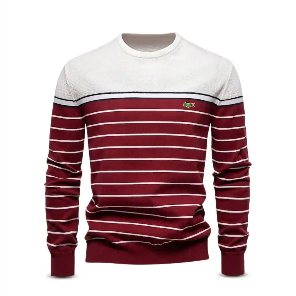 Maglione da Uomo a Righe Girocollo in Maglia Fine