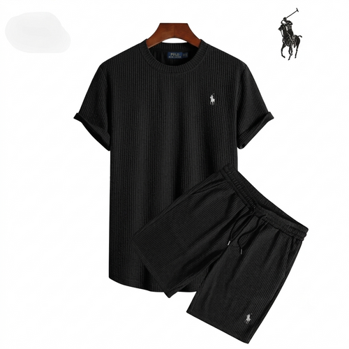 Completo Uomo Set T-Shirt e Pantaloncini a Coste Elegante