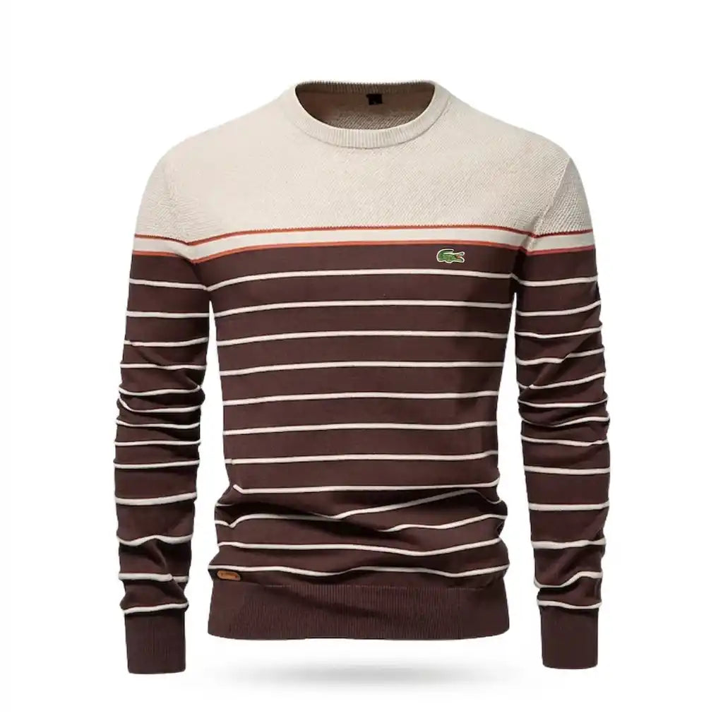 Maglione da Uomo a Righe Girocollo in Maglia Fine