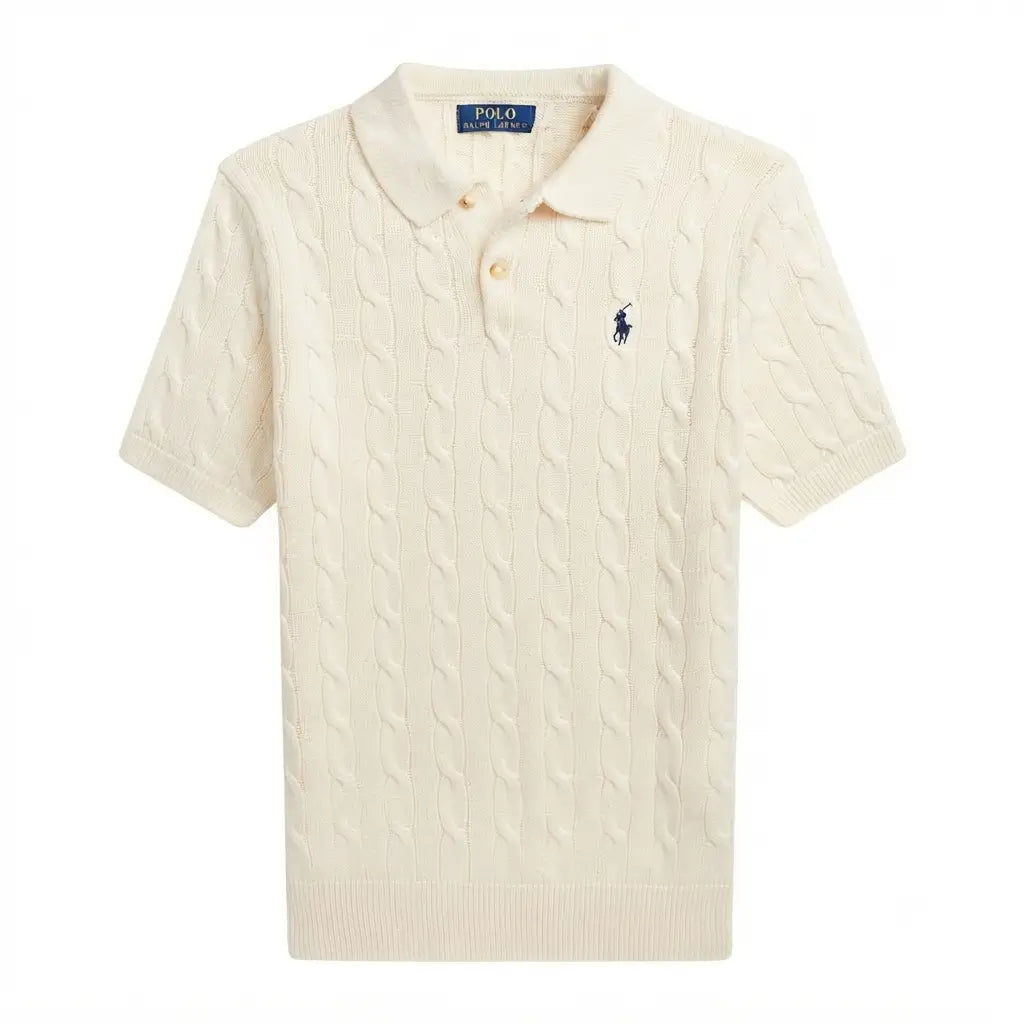 RL Cable-Knit Cotton Polo Collar Sweater