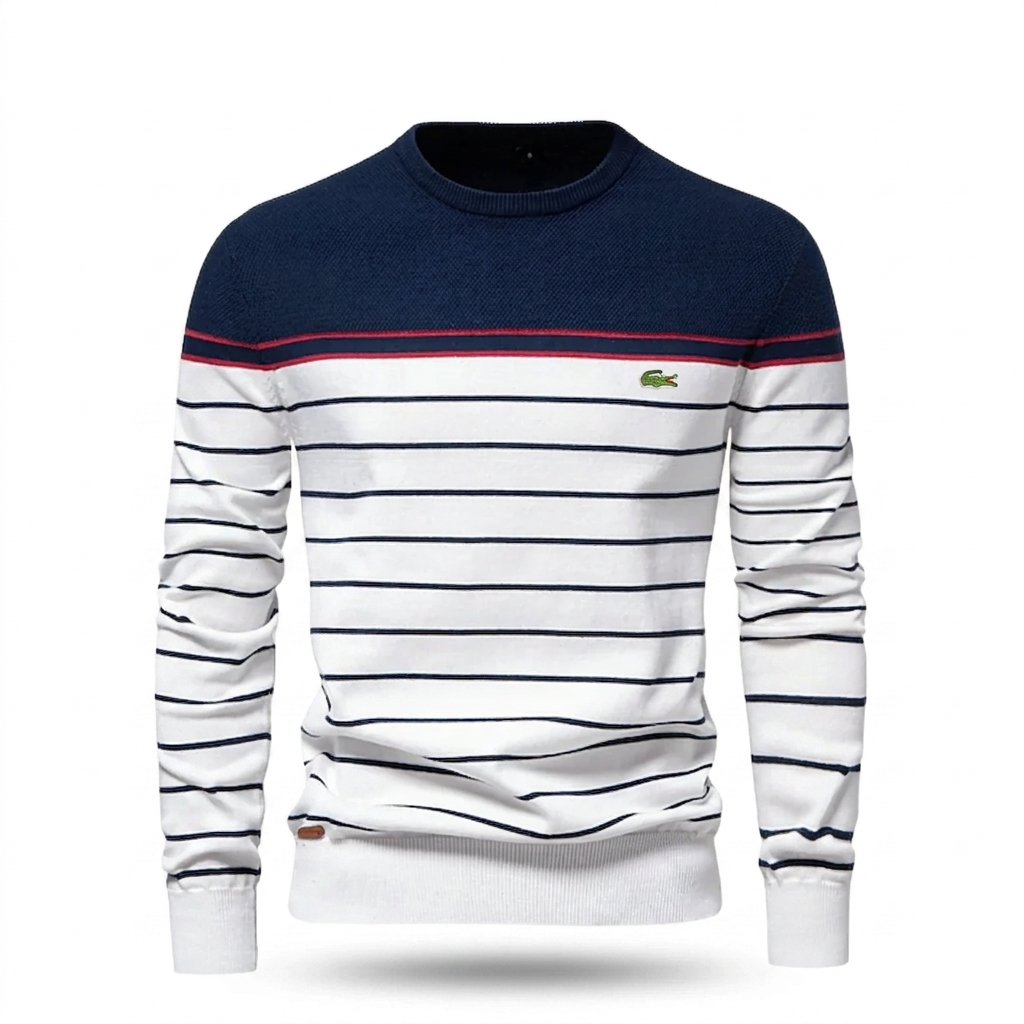 Maglione da Uomo a Righe Girocollo in Maglia Fine