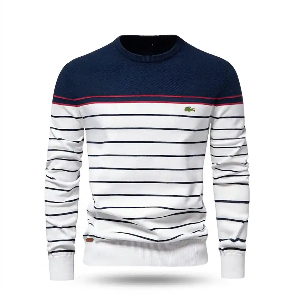 Maglione da Uomo a Righe Girocollo in Maglia Fine