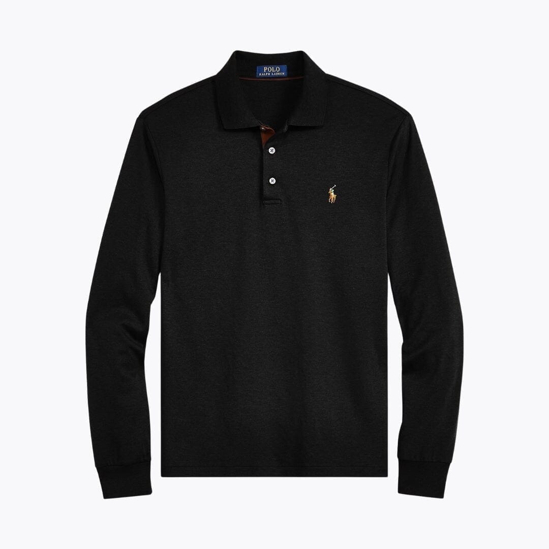 Polo RL a Maniche Lunghe in Cotone Piqué