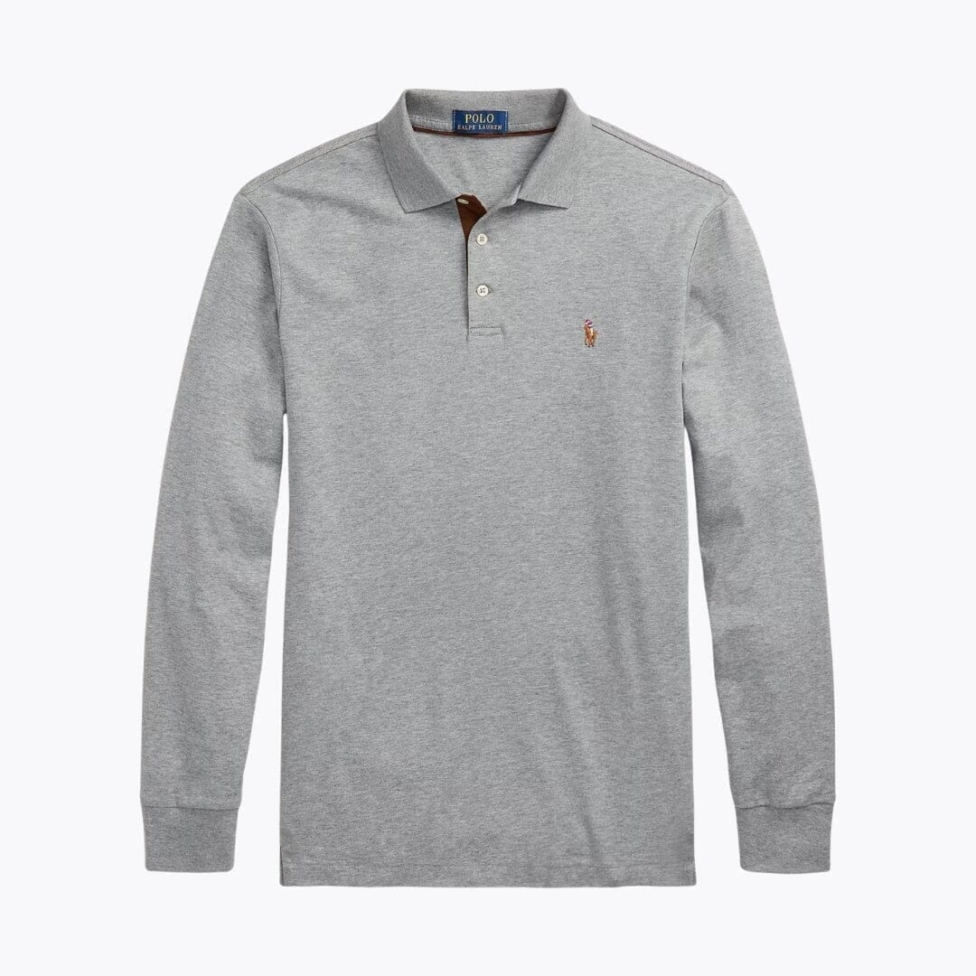 Polo RL a Maniche Lunghe in Cotone Piqué