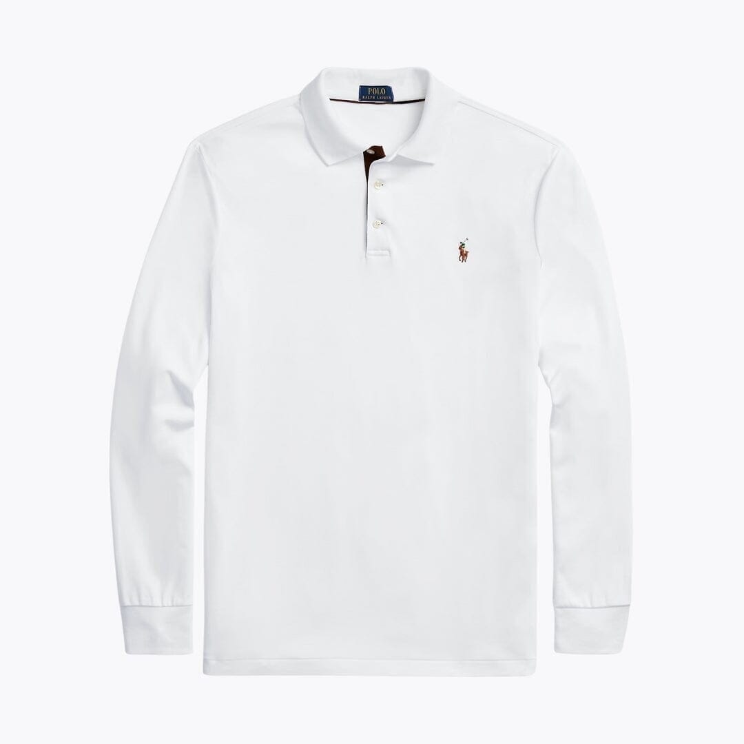 Polo RL a Maniche Lunghe in Cotone Piqué
