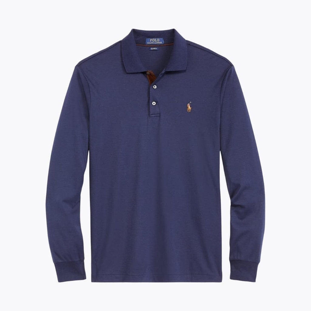 Polo RL a Maniche Lunghe in Cotone Piqué